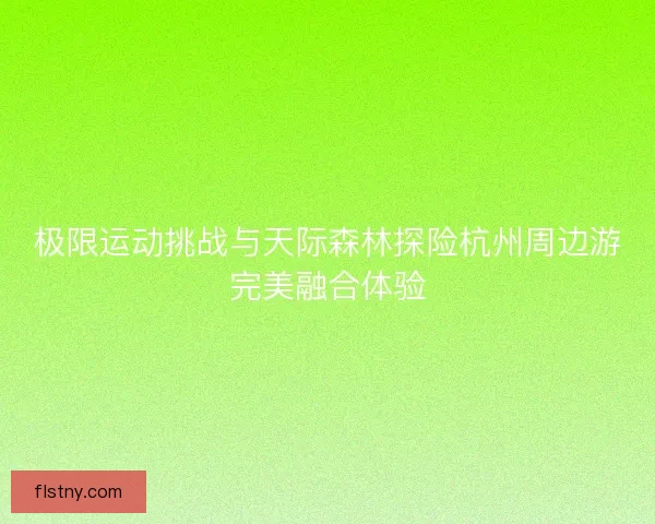 极限运动挑战与天际森林探险杭州周边游完美融合体验